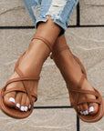 Women's Casual Strappy Roman Sandals with Zipper Back