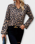 Casual Leopard Blouse with a V-Neck