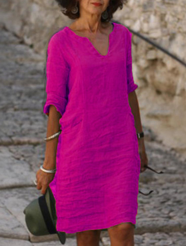 Selena™ | Timeless Tummy Covering V-Neck Dress