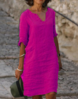 Selena™ | Timeless Tummy Covering V-Neck Dress