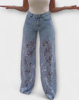 Trendy Frayed Patchwork Jeans
